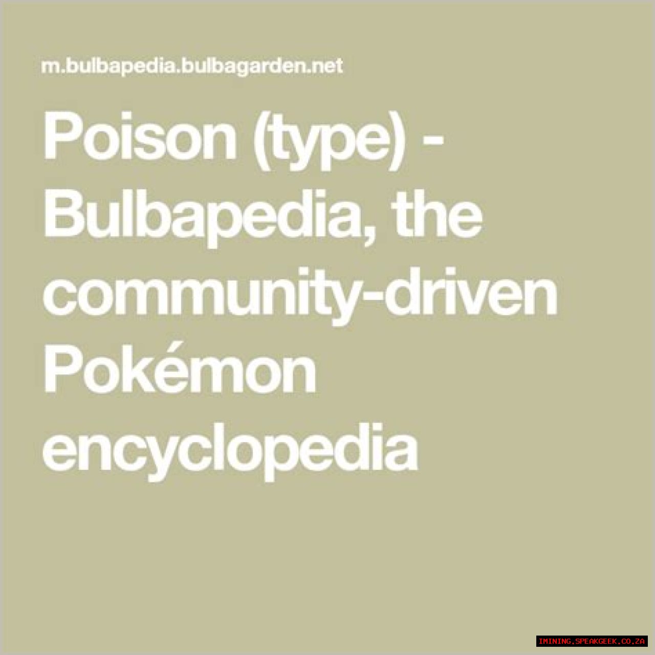 Poison (type) - Bulbapedia, the community-driven Pokémon encyclopedia